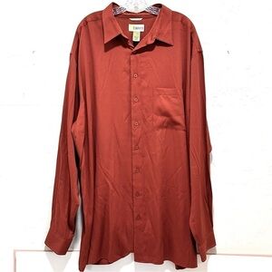Cubavera men’s long sleeve button-down extra large extra tall shirt burnt orange